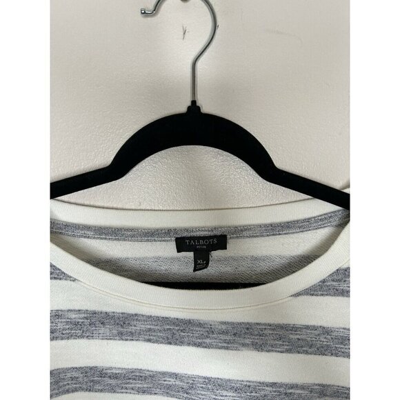 Talbots Women's Pullover Sweater Top Gray White Striped Petite Size XLP - Picture 3 of 9